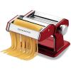 imageOVENTE Manual Stainless Steel Pasta Maker Machine and 7 Thickness Setting 05 to 3 mm Easy Cleaning ampamp Storage with Attachments of Hand Crank Roller Noodle Cutter ampamp Countertop Clamp Silver PA515SMetallic Red