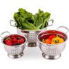 imageOVENTE Mixing Bowl Stainless Steel with Lids Nesting Bowls with Measuring Marks Safe Easy to Clean ampamp StoragePerfect for Cooking Baking ServingSilver BM46333S 15355 QuartsMixing BowlSet of 3Colander  Set of 3