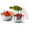imageOVENTE Mixing Bowl Stainless Steel with Lids Nesting Bowls with Measuring Marks Safe Easy to Clean ampamp StoragePerfect for Cooking Baking ServingSilver BM46333S 15355 QuartsMixing BowlSet of 3Mixing Bowl  Set of 3