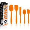 imageOVENTE Set of 5 Silicone Spatula  Food Grade Rubber Spatulas Heat Resistant w Stainless Steel Core ampamp Seamless Design Non Stick Rubber Spatula for Mixing Baking ampamp Cooking Red SP12305ROrange