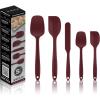 imageOVENTE Set of 5 Silicone Spatula  Food Grade Rubber Spatulas Heat Resistant w Stainless Steel Core ampamp Seamless Design Non Stick Rubber Spatula for Mixing Baking ampamp Cooking Red SP12305RRed