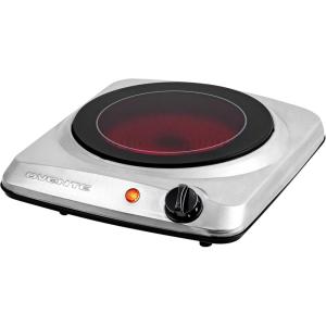 imageOVENTE Countertop Infrared Double Burner 1700W Electric Hot Plate and Portable Stove with 775quot and 675quot Ceramic Glass Cooktop 5 Level Temperature Setting and Easy to Clean Base Black BGI102BBGI101S  Silver