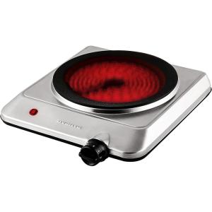 imageOVENTE Countertop Infrared Double Burner 1700W Electric Hot Plate and Portable Stove with 775quot and 675quot Ceramic Glass Cooktop 5 Level Temperature Setting and Easy to Clean Base Black BGI102BBGI201S  Silver