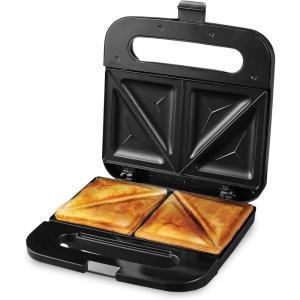 imageOVENTE Electric Sandwich Maker with NonStick Plates Indicator Lights Cool Touch Handle Easy to Clean and Store Perfect for Cooking Breakfast Grilled Cheese Tuna Melts and Snacks Black GPS401BGPS401B