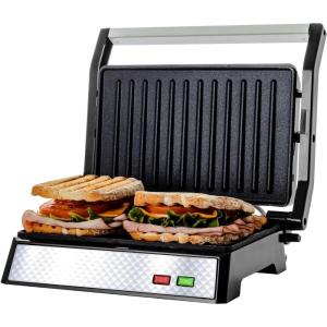 imageOVENTE Electric Sandwich Maker with NonStick Plates Indicator Lights Cool Touch Handle Easy to Clean and Store Perfect for Cooking Breakfast Grilled Cheese Tuna Melts and Snacks Black GPS401BGP0620BR