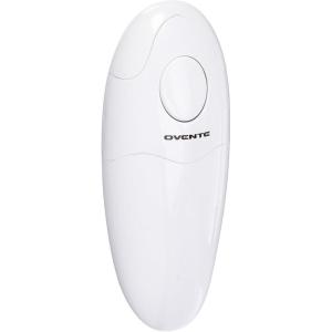 imageOvente Electric Automatic Handheld Can Opener with One Touch Start Button Compact Cordless 4 AA Battery Operated and Smooth Edge Opener for Seniors and Teens Easy Opening and Clean White CO36W