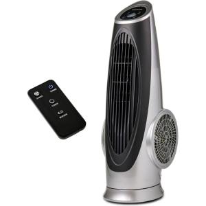 imageOvente Oscillating Tower Remote Control 3Speed LCD Panel ampamp 8H Timer 305quot Quiet ampamp Bladeless Indoor Standing Floor Fan Blows Cold Air for Home Bedroom Living Room or Office Silver TF88S