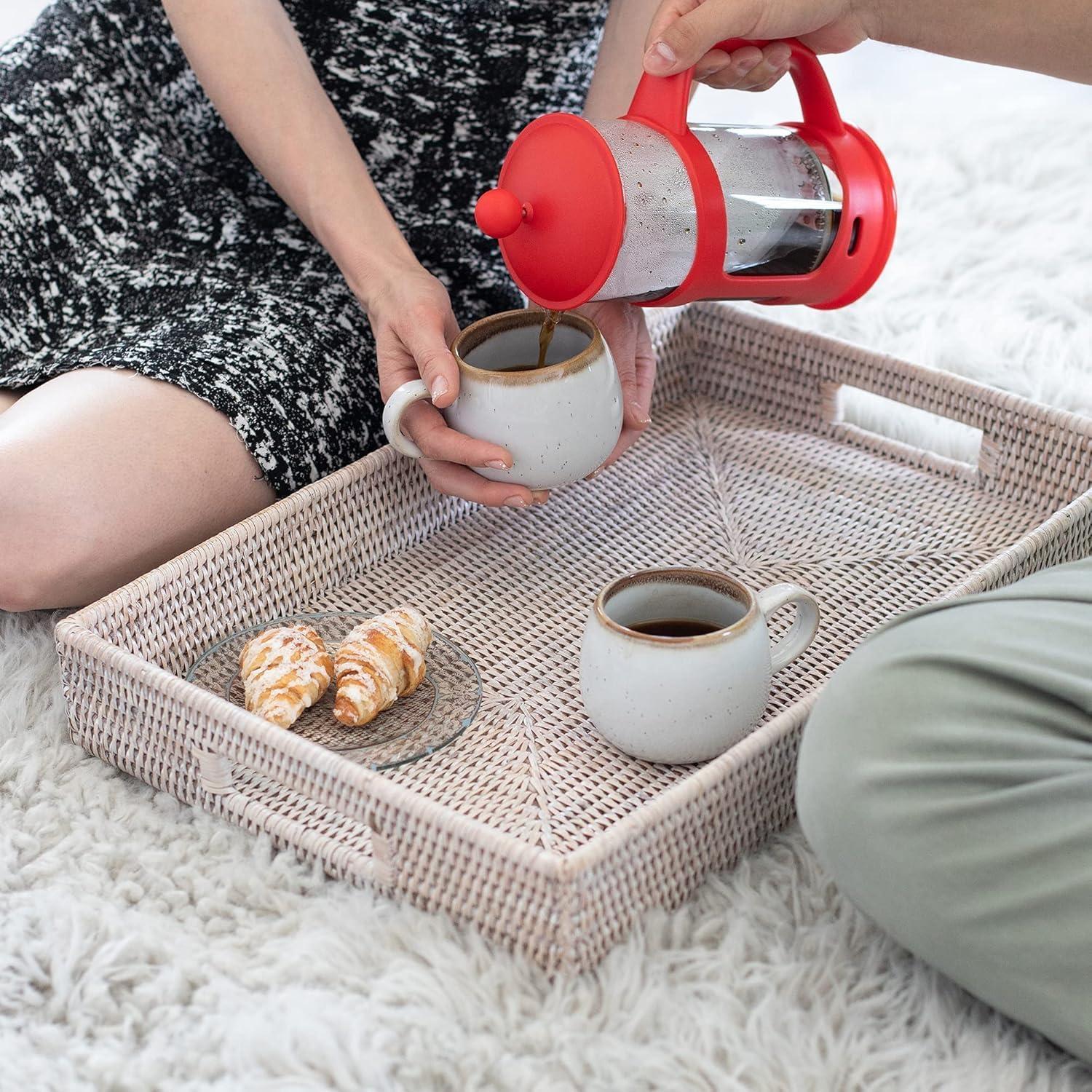 imageOVENTE French Press Coffee Maker 34 Ounce Heat Resistant Borosilicate Glass with 4 Filter StainlessSteel System BPAFree Portable Pitcher Perfect for Hot ampamp Cold Brew Red FPT34RFPT  Red