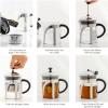 imageOVENTE 2in1 Coffee Press and Tea Maker with High Grade Stainless Steel Retractable Infuser Heat Tempered Borosilicate Glass and Silicone Handle 27 Ounce with Free Measuring Scoop Clear FGC27T20 Ounce