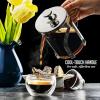 imageOVENTE 2in1 Coffee Press and Tea Maker with High Grade Stainless Steel Retractable Infuser Heat Tempered Borosilicate Glass and Silicone Handle 27 Ounce with Free Measuring Scoop Clear FGC27T20 Ounce