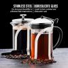 imageOVENTE 2in1 Coffee Press and Tea Maker with High Grade Stainless Steel Retractable Infuser Heat Tempered Borosilicate Glass and Silicone Handle 27 Ounce with Free Measuring Scoop Clear FGC27T27 Ounce
