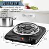 imageOVENTE Electric Countertop Single Burner 1000W Cooktop with 6quot Stainless Steel Coil Hot Plate 5 Level Temperature Control Indicator Light Compact Cooking Stove and Easy to Clean Silver BGC101SBGC101B  Black
