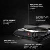 imageOVENTE Electric Countertop Single Burner 1000W Cooktop with 725 Inch Cast Iron Hot Plate 5 Level Temperature Control Compact Cooking Stove and Easy to Clean Stainless Steel Base Black BGS101BBGS101B  Black