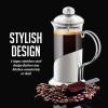 imageOVENTE French Press Coffee Maker 20 Ounce 4 Level Stainless Steel Filter System Borosilicate Heat Resistant Glass Carafe with Free Measuring Scoop Silver FSL20S12 Ounce