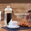 imageOVENTE French Press Coffee Maker 20 Ounce 4 Level Stainless Steel Filter System Borosilicate Heat Resistant Glass Carafe with Free Measuring Scoop Silver FSL20S12 Ounce