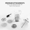 imageOVENTE French Press Coffee Maker 20 Ounce 4 Level Stainless Steel Filter System Borosilicate Heat Resistant Glass Carafe with Free Measuring Scoop Silver FSL20S20 Ounce