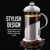 imageOVENTE French Press Coffee Maker 20 Ounce 4 Level Stainless Steel Filter System Borosilicate Heat Resistant Glass Carafe with Free Measuring Scoop Silver FSL20S34 Ounce