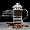 imageOVENTE French Press Coffee Maker 20 Ounce 4 Level Stainless Steel Filter System Borosilicate Heat Resistant Glass Carafe with Free Measuring Scoop Silver FSL20S20 Ounce