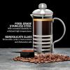 imageOVENTE French Press Coffee Maker 20 Ounce 4 Level Stainless Steel Filter System Borosilicate Heat Resistant Glass Carafe with Free Measuring Scoop Silver FSL20S34 Ounce