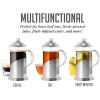 imageOVENTE French Press Coffee Maker 20 Ounce 4 Level Stainless Steel Filter System Borosilicate Heat Resistant Glass Carafe with Free Measuring Scoop Silver FSL20S34 Ounce
