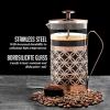 imageOVENTE French Press Coffee Maker 20 Ounce 4 Level Stainless Steel Filter System ampamp Heat Resistant Borosilicate Glass Scoop Included Copper FSF20CFSF34C