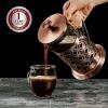 imageOVENTE French Press Coffee Maker 20 Ounce 4 Level Stainless Steel Filter System ampamp Heat Resistant Borosilicate Glass Scoop Included Copper FSF20CFSF27C
