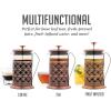 imageOVENTE French Press Coffee Maker 20 Ounce 4 Level Stainless Steel Filter System ampamp Heat Resistant Borosilicate Glass Scoop Included Copper FSF20CFSF20C