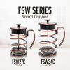 imageOVENTE French Press Coffee Maker 20 Ounce 4 Level Stainless Steel Filter System ampamp Heat Resistant Borosilicate Glass Scoop Included Copper FSF20CFSW34C
