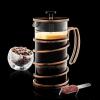 imageOVENTE French Press Coffee Maker 20 Ounce 4 Level Stainless Steel Filter System ampamp Heat Resistant Borosilicate Glass Scoop Included Copper FSF20CFSW34C