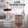 imageOVENTE French Press Coffee Maker 20 Ounce 4 Level Stainless Steel Filter System ampamp Heat Resistant Borosilicate Glass Scoop Included Copper FSF20CFSF34C