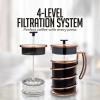 imageOVENTE French Press Coffee Maker 20 Ounce 4 Level Stainless Steel Filter System ampamp Heat Resistant Borosilicate Glass Scoop Included Copper FSF20CFSW34C