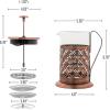 imageOVENTE French Press Coffee Maker 20 Ounce 4 Level Stainless Steel Filter System ampamp Heat Resistant Borosilicate Glass Scoop Included Copper FSF20CFSF27C