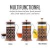 imageOVENTE French Press Coffee Maker 20 Ounce 4 Level Stainless Steel Filter System ampamp Heat Resistant Borosilicate Glass Scoop Included Copper FSF20CFSF34C