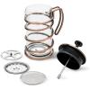 imageOVENTE French Press Coffee Maker 20 Ounce 4 Level Stainless Steel Filter System ampamp Heat Resistant Borosilicate Glass Scoop Included Copper FSF20CFSW34C