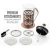 imageOVENTE French Press Coffee Maker 20 Ounce 4 Level Stainless Steel Filter System ampamp Heat Resistant Borosilicate Glass Scoop Included Copper FSF20CFSF27C