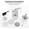 imageOVENTE French Press Coffee Maker 27 Ounce 4 Level Stainless Steel Filter System ampamp Heat Resistant Borosilicate Glass Portable Pitcher for Travel Gift Easy Clean Carafe w Scoop Silver FSS27PFSD34P