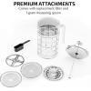imageOVENTE French Press Coffee Maker 27 Ounce 4 Level Stainless Steel Filter System ampamp Heat Resistant Borosilicate Glass Portable Pitcher for Travel Gift Easy Clean Carafe w Scoop Silver FSS27PFSS27P