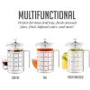 imageOVENTE French Press Coffee Maker 27 Ounce 4 Level Stainless Steel Filter System ampamp Heat Resistant Borosilicate Glass Portable Pitcher for Travel Gift Easy Clean Carafe w Scoop Silver FSS27PFSS27P