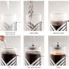imageOVENTE French Press Coffee Maker 27 Ounce 4 Level Stainless Steel Filter System ampamp Heat Resistant Borosilicate Glass Portable Pitcher for Travel Gift Easy Clean Carafe w Scoop Silver FSS27PFSD12P