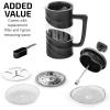 imageOVENTE French Press Coffee Maker 34 Ounce Heat Resistant Borosilicate Glass with 4 Filter StainlessSteel System BPAFree Portable Pitcher Perfect for Hot ampamp Cold Brew Red FPT34RFPW  Black