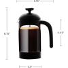 imageOVENTE French Press Coffee Maker 34 Ounce Heat Resistant Borosilicate Glass with 4 Filter StainlessSteel System BPAFree Portable Pitcher Perfect for Hot ampamp Cold Brew Red FPT34RFPB  Black