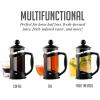 imageOVENTE French Press Coffee Maker 34 Ounce Heat Resistant Borosilicate Glass with 4 Filter StainlessSteel System BPAFree Portable Pitcher Perfect for Hot ampamp Cold Brew Red FPT34RFPT  Black