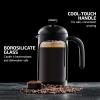 imageOVENTE French Press Coffee Maker 34 Ounce Heat Resistant Borosilicate Glass with 4 Filter StainlessSteel System BPAFree Portable Pitcher Perfect for Hot ampamp Cold Brew Red FPT34RFPB  Black
