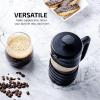 imageOVENTE French Press Coffee Maker 34 Ounce Heat Resistant Borosilicate Glass with 4 Filter StainlessSteel System BPAFree Portable Pitcher Perfect for Hot ampamp Cold Brew Red FPT34RFPW  Black