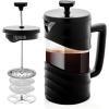 imageOVENTE French Press Coffee Maker 34 Ounce Heat Resistant Borosilicate Glass with 4 Filter StainlessSteel System BPAFree Portable Pitcher Perfect for Hot ampamp Cold Brew Red FPT34RFPW  Black