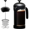 imageOVENTE French Press Coffee Maker 34 Ounce Heat Resistant Borosilicate Glass with 4 Filter StainlessSteel System BPAFree Portable Pitcher Perfect for Hot ampamp Cold Brew Red FPT34RFPB  Black