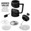 imageOVENTE French Press Coffee Maker 34 Ounce Heat Resistant Borosilicate Glass with 4 Filter StainlessSteel System BPAFree Portable Pitcher Perfect for Hot ampamp Cold Brew Red FPT34RFPW  Black