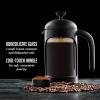 imageOVENTE French Press Coffee Maker 34 Ounce Heat Resistant Borosilicate Glass with 4 Filter StainlessSteel System BPAFree Portable Pitcher Perfect for Hot ampamp Cold Brew Red FPT34RFPB  Black