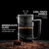 imageOVENTE French Press Coffee Maker 34 Ounce Heat Resistant Borosilicate Glass with 4 Filter StainlessSteel System BPAFree Portable Pitcher Perfect for Hot ampamp Cold Brew Red FPT34RFPW  Black