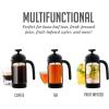 imageOVENTE French Press Coffee Maker 34 Ounce Heat Resistant Borosilicate Glass with 4 Filter StainlessSteel System BPAFree Portable Pitcher Perfect for Hot ampamp Cold Brew Red FPT34RFPB  Black